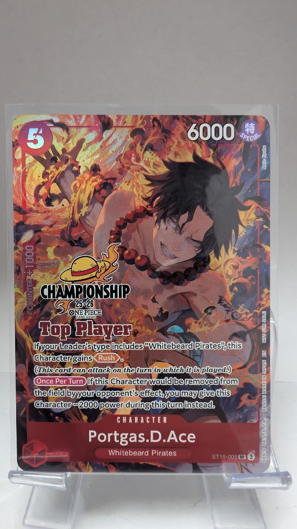 エースtop player one piece championship Portgas.D.Ace ST15-005 Top Player 25-26 EN // Near Mint // One